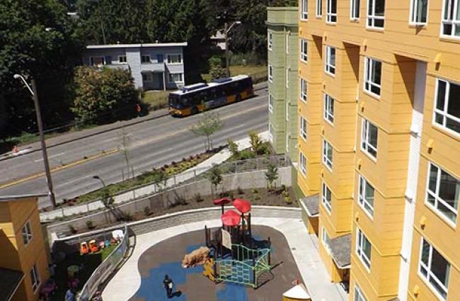 Yesler Terrace Redevelopment - overhead picture of courtyard