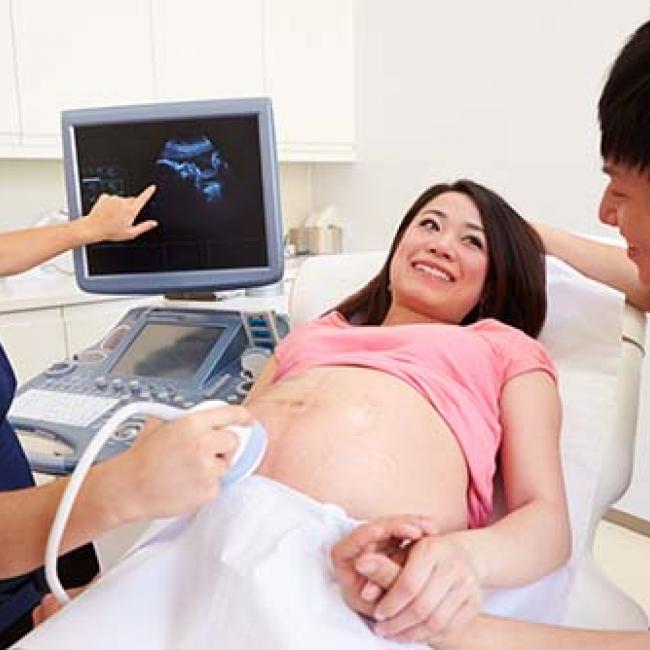 Pregnant woman getting an ultrasound