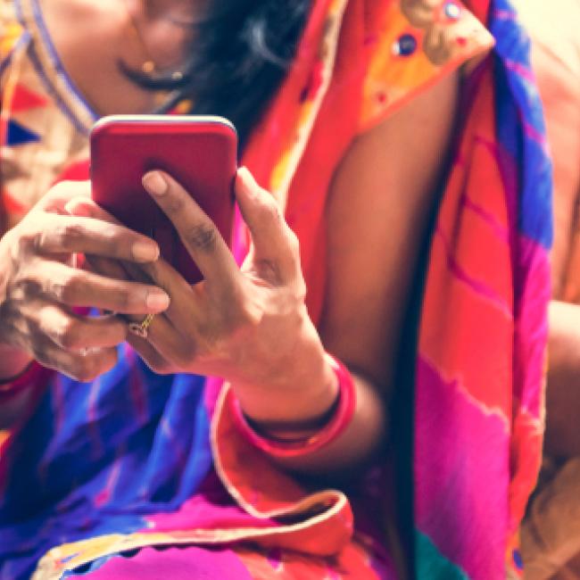 Woman looking at a phone