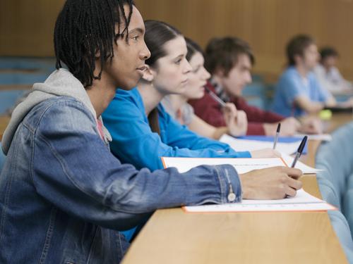 Students sitting in a lecture.