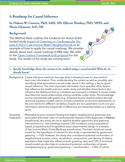 First page of the "A Roadmap for Causal Inference" Methods Note