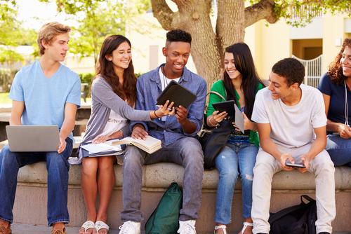 Group of high school students working together