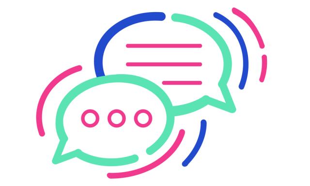 Brightly covered conversation bubbles to represent the exchange of information